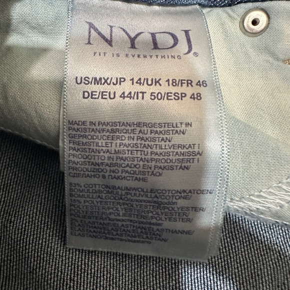 NYDJ Marilyn Straight Leg Lift Tuck Jeans Womens 14 (34x31) Medium Wash‎ Denim - Picture 9 of 13